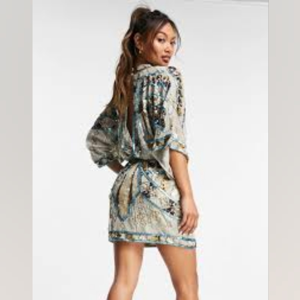 ASOS DESIGN Curve embellished kimono minidress